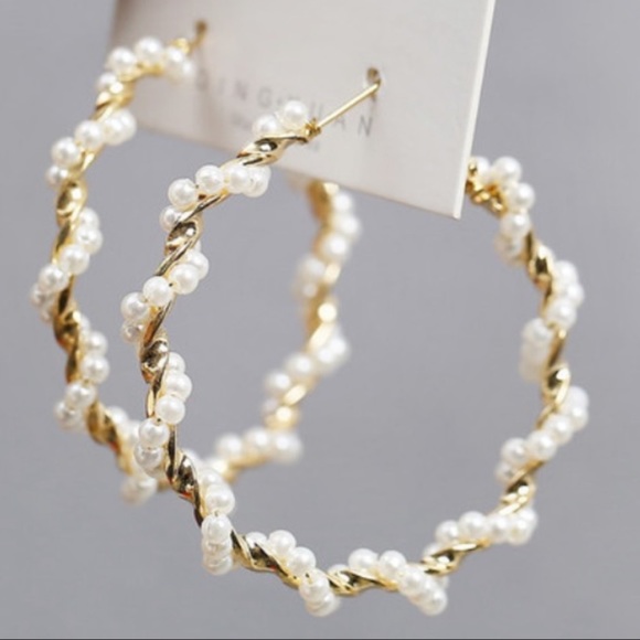 Pearl Hoop Spiral Earrings 🧚 - Picture 7 of 7